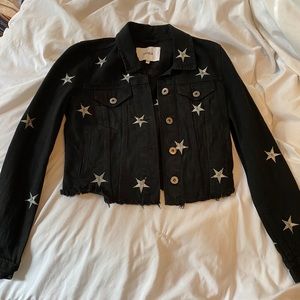 PISTOLA BLACK CROPPED DENIM STAR JACKET